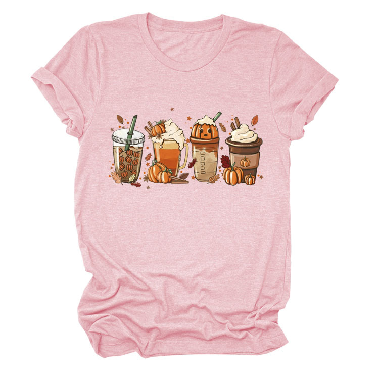 Women's Loose New Print Short Sleeve European And American Fashion T shirt Top Pink - Shop at LoveMi