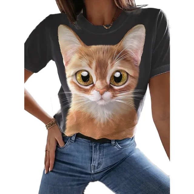 Top Cat T shirt Short Sleeve Casual Women's Round neck Cat Series2 M - Shop at LoveMi