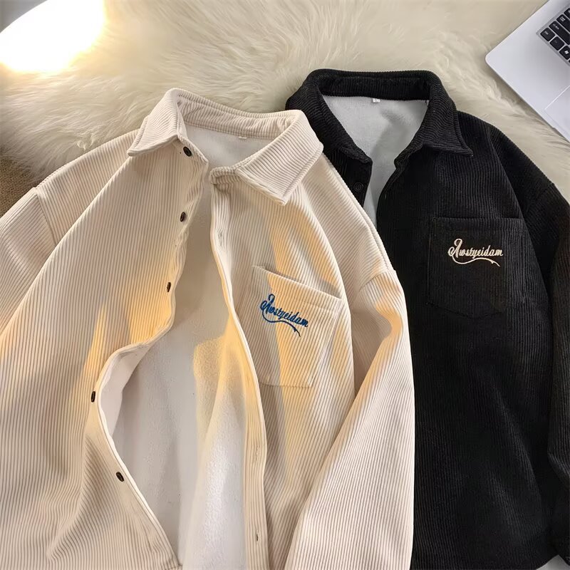 Mens Retro Casual Corduroy Shirt Coat