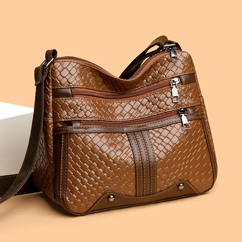 Multi-compartment Woven Single Shoulder Messenger Bag