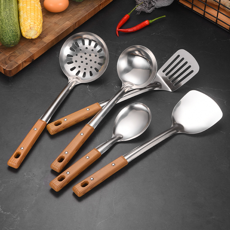 Stainless Steel Spatula Perforated Ladle Meal Spoon Stir-fry