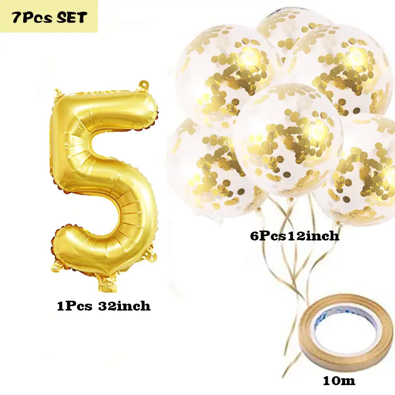 32-inch Aluminum Foil Digital Balloon Golden Birthday Party Decoration Paper Scrap Sequin