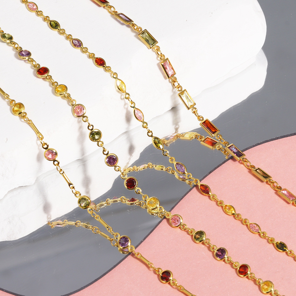 Retro-style Colorful Zircon Womens Necklace