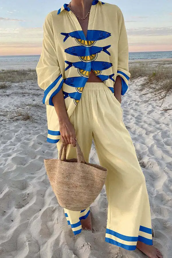 Creative Fish Shading Casual Suit Loose Sports Wide leg Pants 7 Models D031C369 Xl - Shop at LoveMi