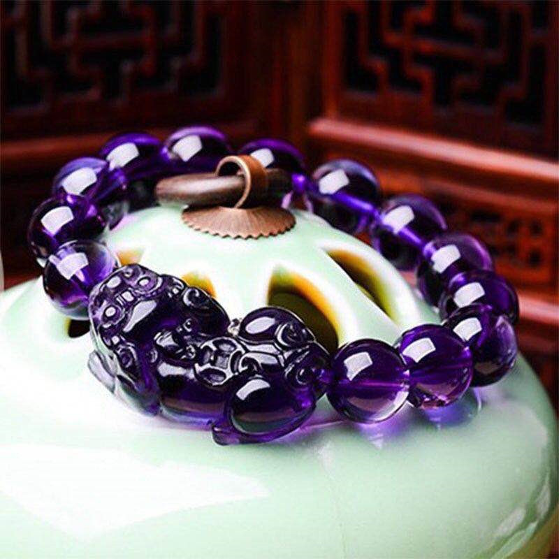Women's Amethyst Round Bead Bracelet