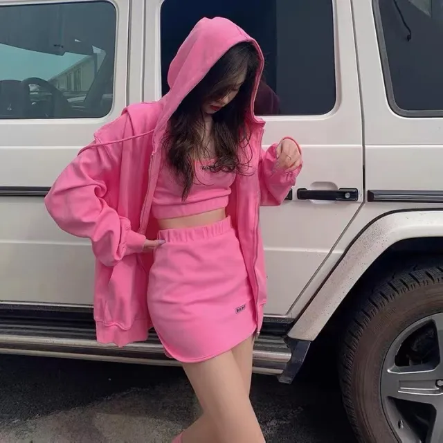 Women's New Fashion Loose Hooded Coat Rose Red - Shop at LoveMi