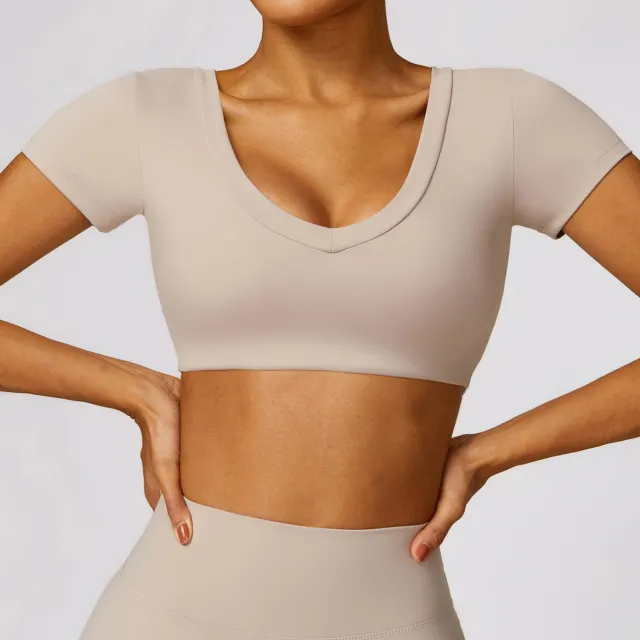 High Strength Skinny Yoga Clothes Outdoor Casual Running Quick drying Fitness Short Sleeve Linen S - Shop at LoveMi