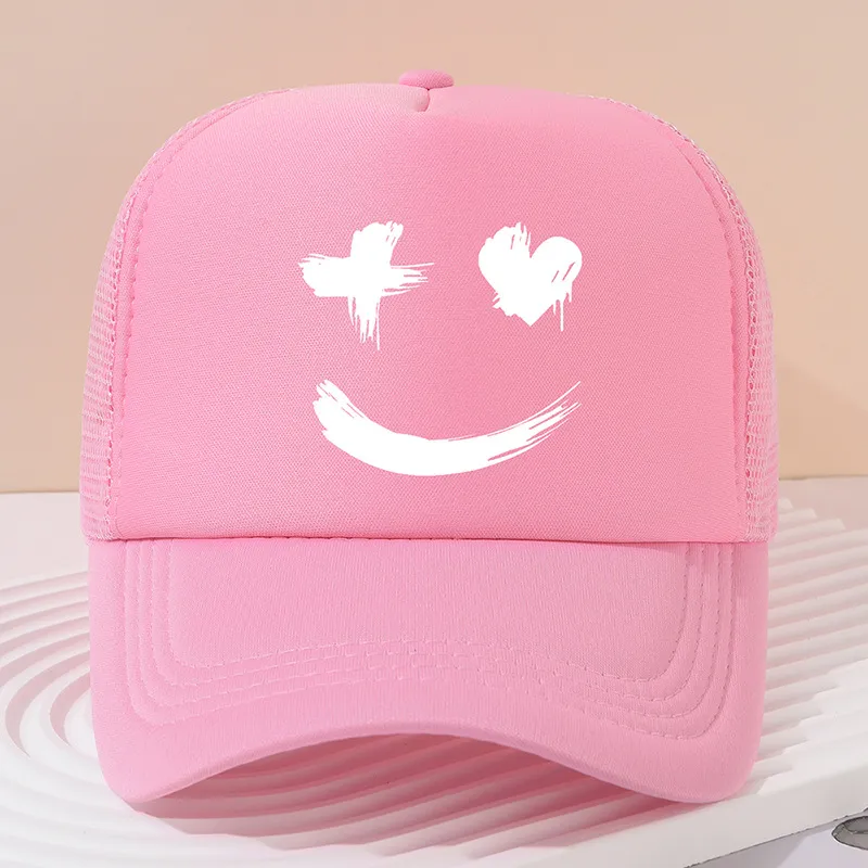 Face Peaked Cap Sunshade Baseball Cap Outdoor Riding Printing - Pink