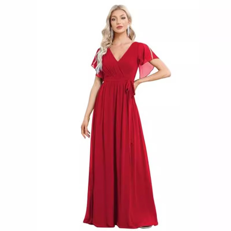 Sexy V-neck Chiffon Dress Women - CJdropshipping