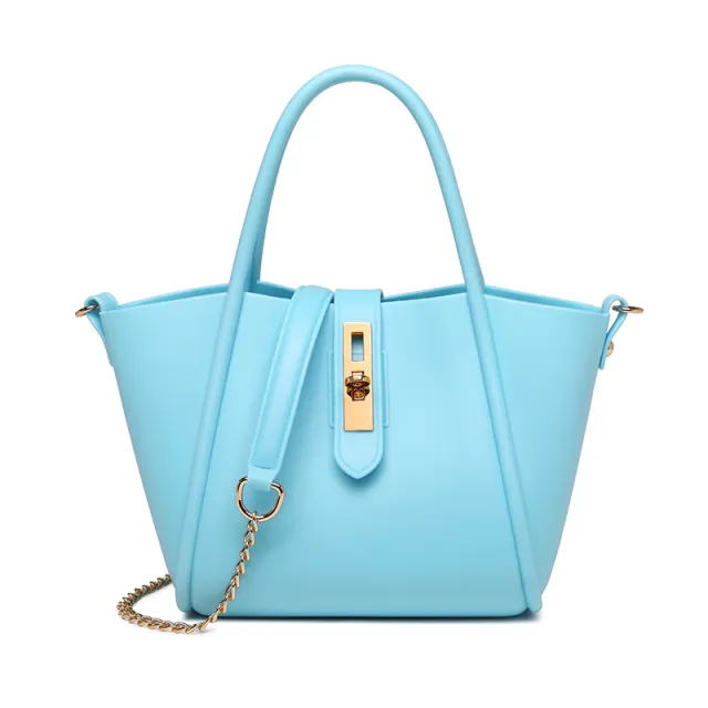 Portable Women's Leather Fashion Vegetable Basket Shoulder Messenger Bag Blue - Shop at LoveMi