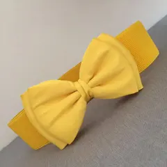 Women's Elastic Belt Bow Elastic Waist Seal - Bow Elastic Yellow - View 1
