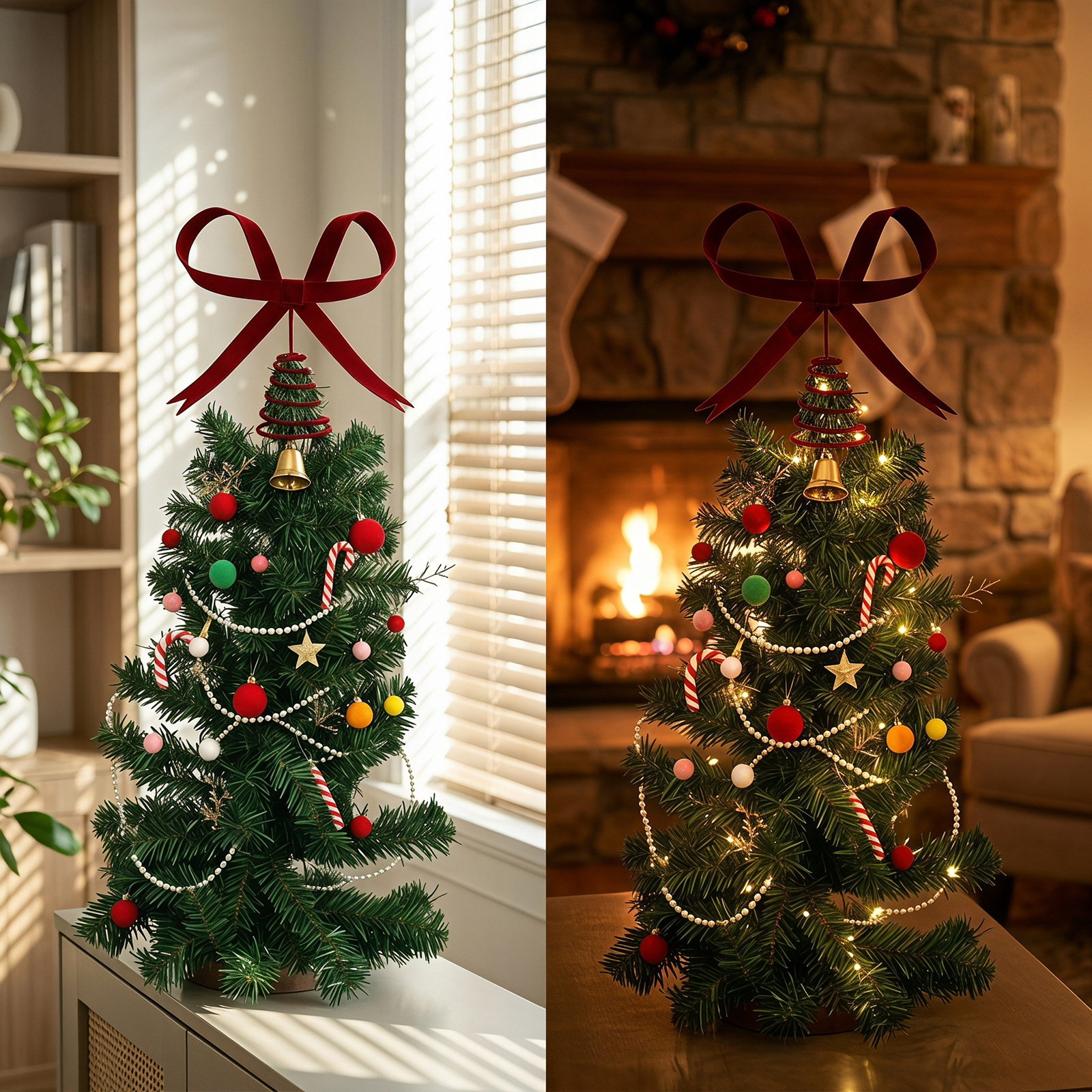 Bow-knot Wrought-iron Christmas Tree Topper Christmas Party Decoration Prop