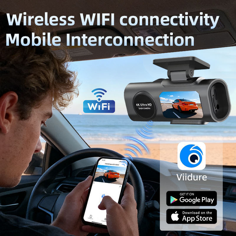 HD Dual-Front-and-Rear Recording 4K Dash Cam With WiFi