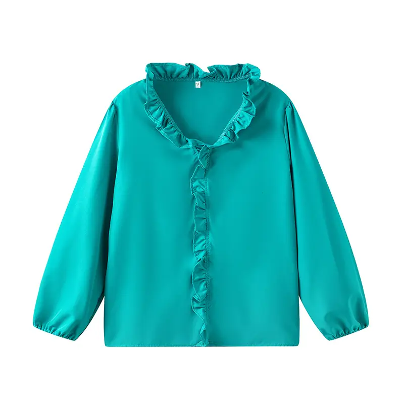 European And American-style Long-sleeve Ruffled Blouse For Women