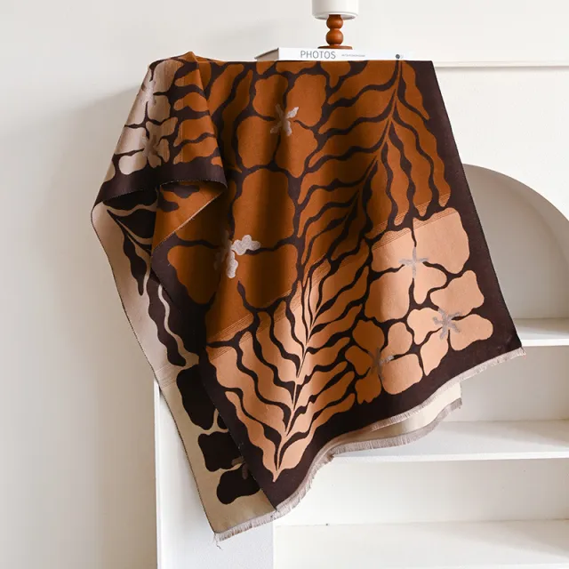 Simple American Double sided Women's Cashmere like Warm Scarf Brown - Shop at LoveMi
