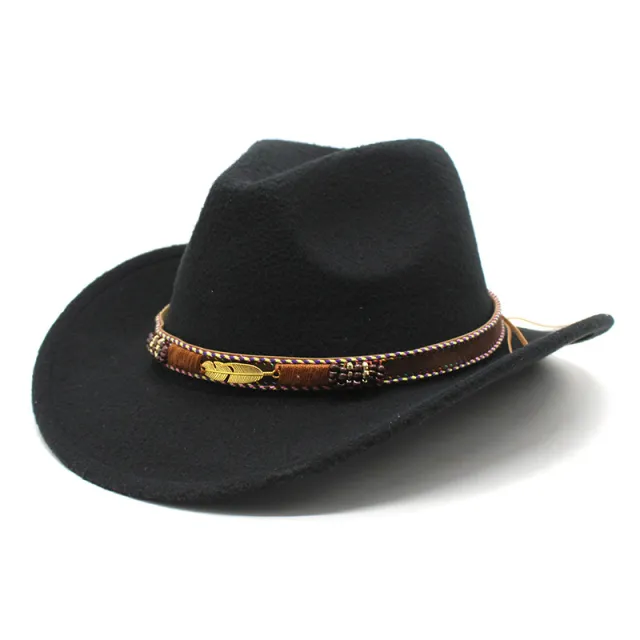 Ethnic Style Metal Feather Western Denim Top Hat Black - Shop at LoveMi