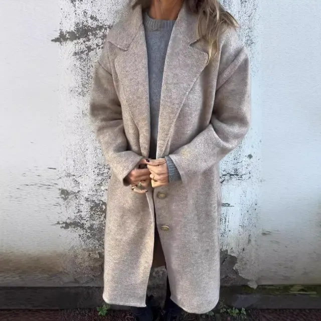 Women's Fall And Winter Lapels Long sleeved Casual Jacket Khaki - Shop at LoveMi