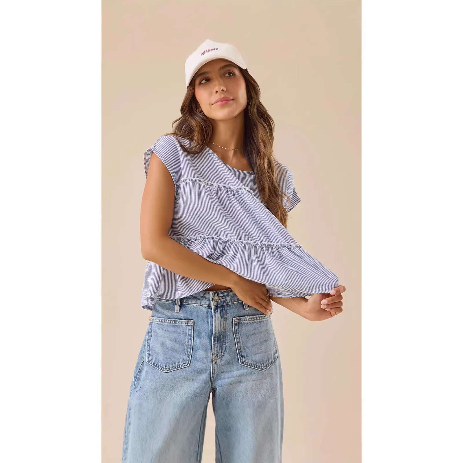 Womens Casual Loose-fit Patchwork Blouse