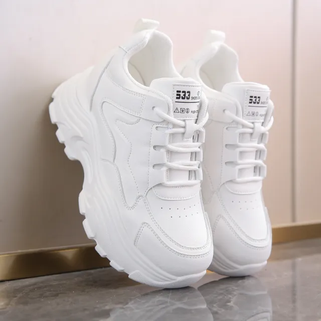All matching Small Thick Bottom Breathable Casual Sneaker White - Shop at LoveMi