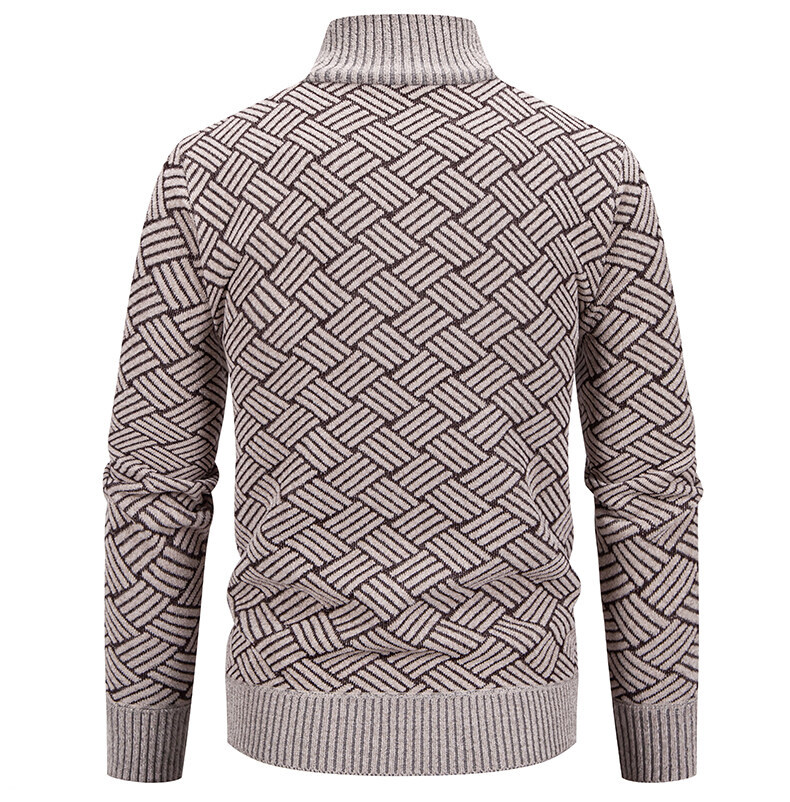 Warm Thickened Knit Zipper Stand Collar Men’s Cardigan Sweater Warm Thickened Knit Zipper Stand Collar Men’s Cardigan Sweater