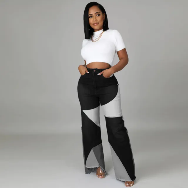 Summer New Patchwork Women's Denim Pants Black - Shop at LoveMi