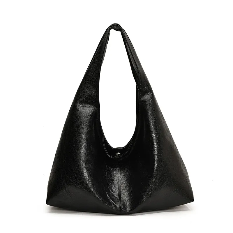 All-match Retro Tote Bag High-grade Large Capacity Underarm Women's Bag - Black
