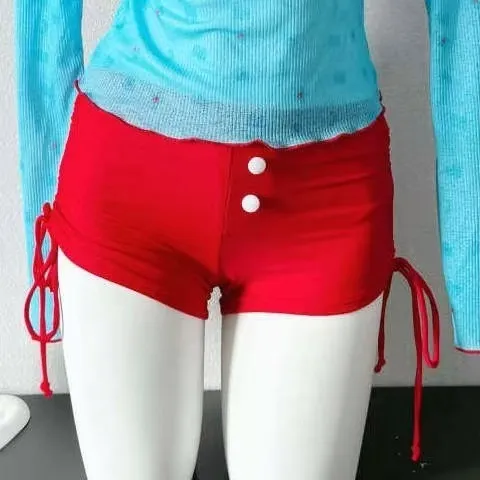 Women's Water Park Split Skirt Bikini Four piece Suit Red Single Button Pants - Shop at LoveMi