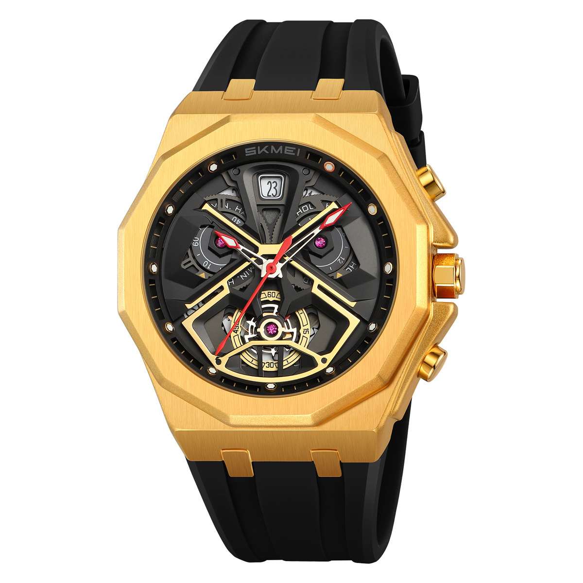 Mens Hollow-out Waterproof Multi-function Watch 9