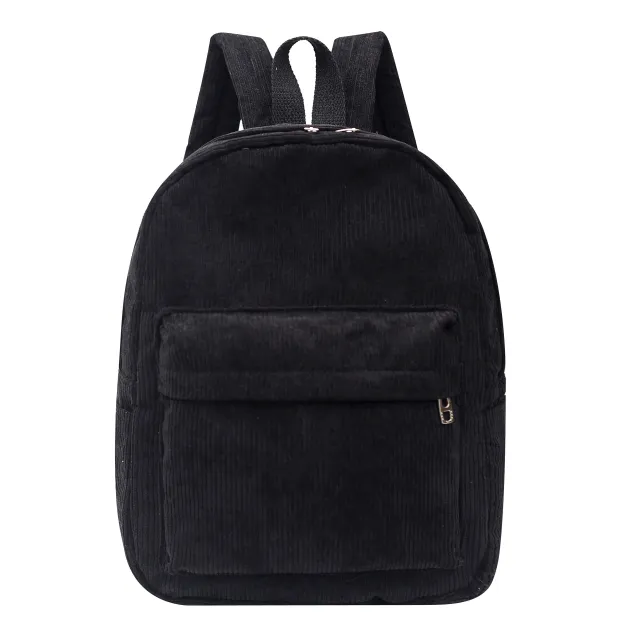 Large Capacity Multi purpose College Style New Corduroy Front Pocket Unisex Backpack Black - Shop at LoveMi