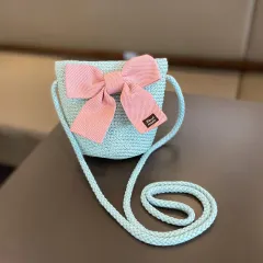 Girls Summer New Straw Hat Bag Set - Lake Blue Bag - View 1