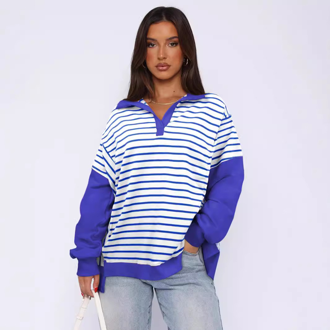 047 White Bottom Blue Stripe