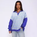 047 White Bottom Blue Stripe