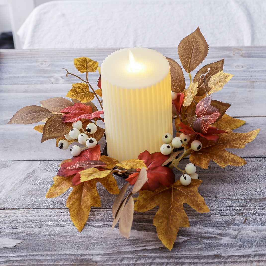 Title 7, Halloween Maple Leaf Candlestick Fruit Candle G...