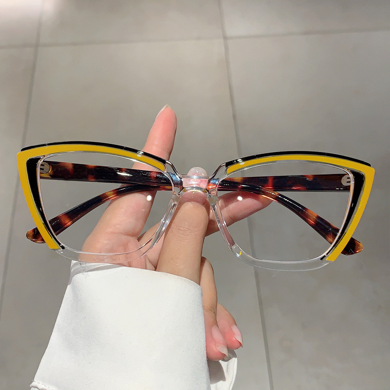 Set Up Anti Blue Light Colorful Cat Eye Flat Light Glasses Frame - Image 3