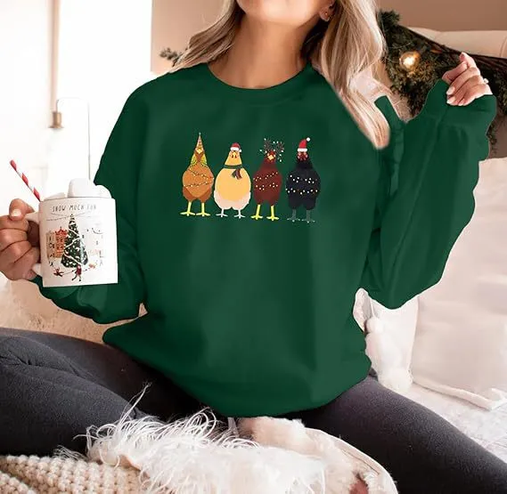 Chicken Sweatshirt Farm Animal Pullover Hoodie Cotton Green - Shop at LoveMi