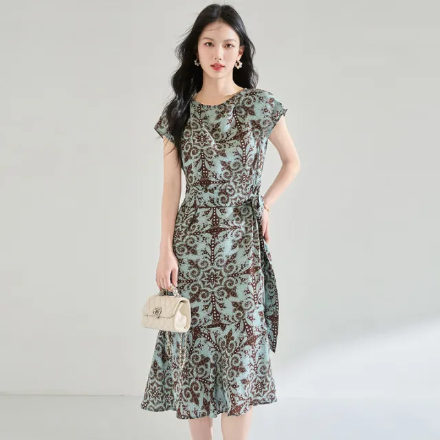 New French Style Temperament Floral Print Dress Green - Shop at LoveMi