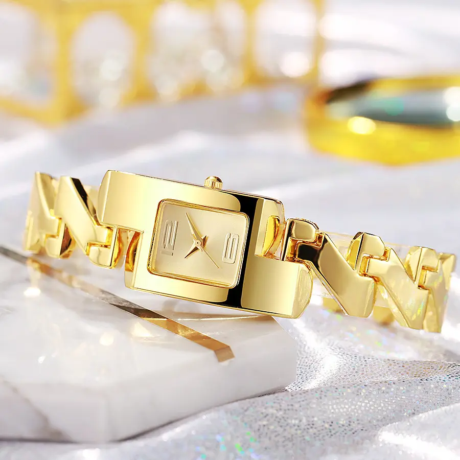 Trendy Vintage Classic Golden Alloy Yellow Square