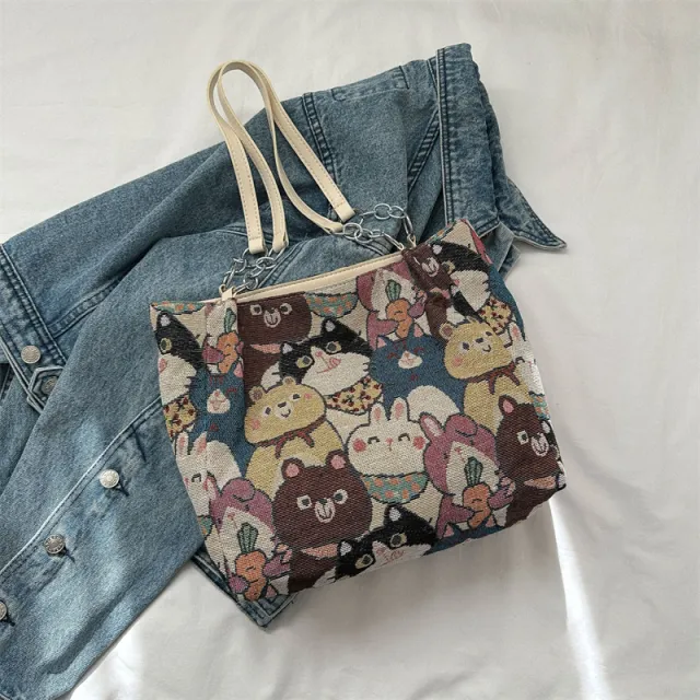 Casual Large Capacity Women's Bag Spring New Fashion Canvas Bag Coffee - Shop at LoveMi