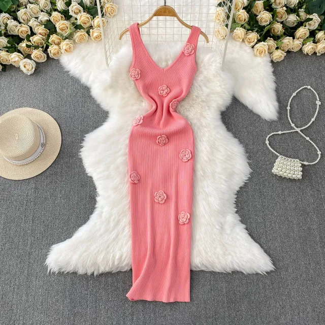 Fan Slim fit Slimming Sheath Long Skirt Pink - Shop at LoveMi