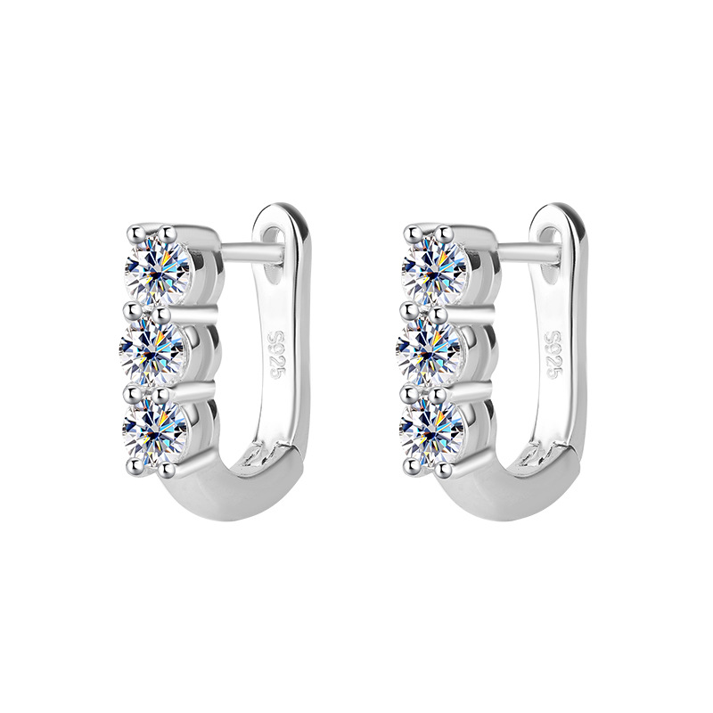 S925 Sterling Silver Diamond Inlaid Moissanite Earrings
