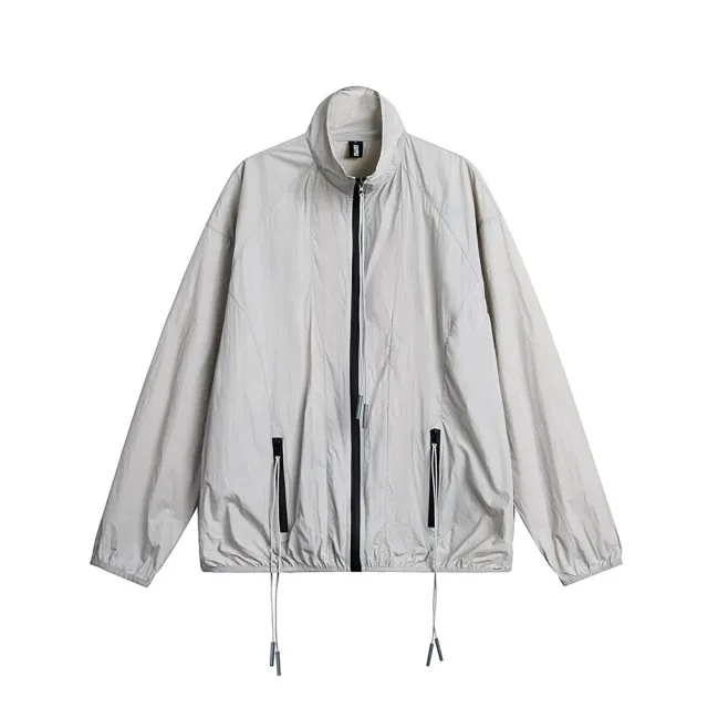 Women's Stand Collar Sun Protection Loose Street Fashion Gray - Shop at LoveMi