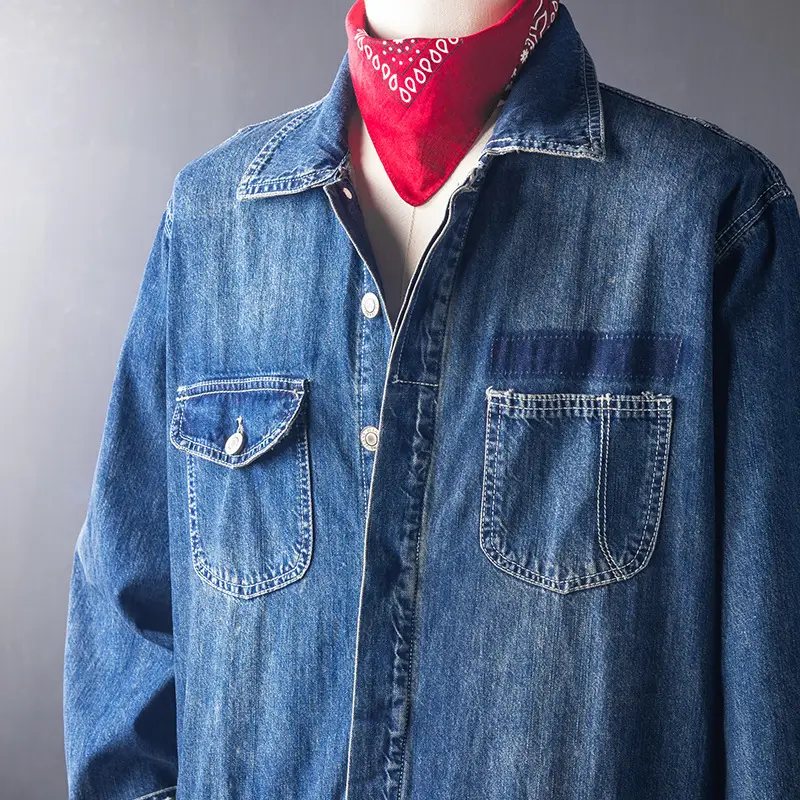 Retro Denim Casual Jumpsuit Set For Men