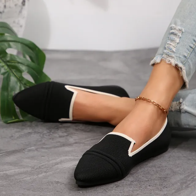 Large Size Flats Female Pointed toe Fashion Leisure Slip On Pumps Black - Shop at LoveMi
