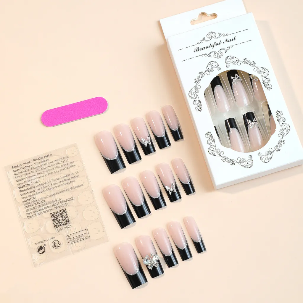 European And American Extended Water Pipe Wear Nail Tip French Butterfly - Xb5015