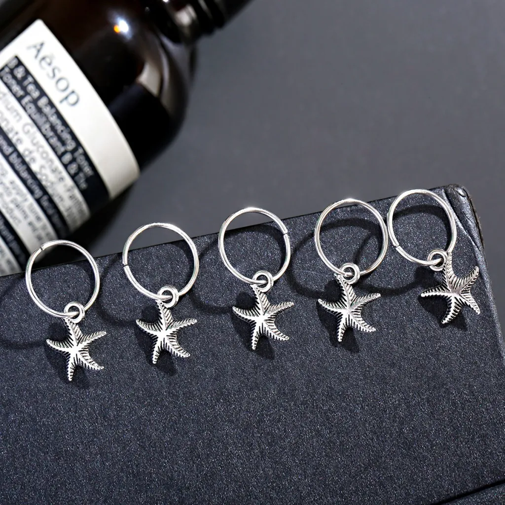 Dreadlocks Buckle Metal Loop Braided Hair Ring Hip Hop Disco Braid - Silver Starfish 5
