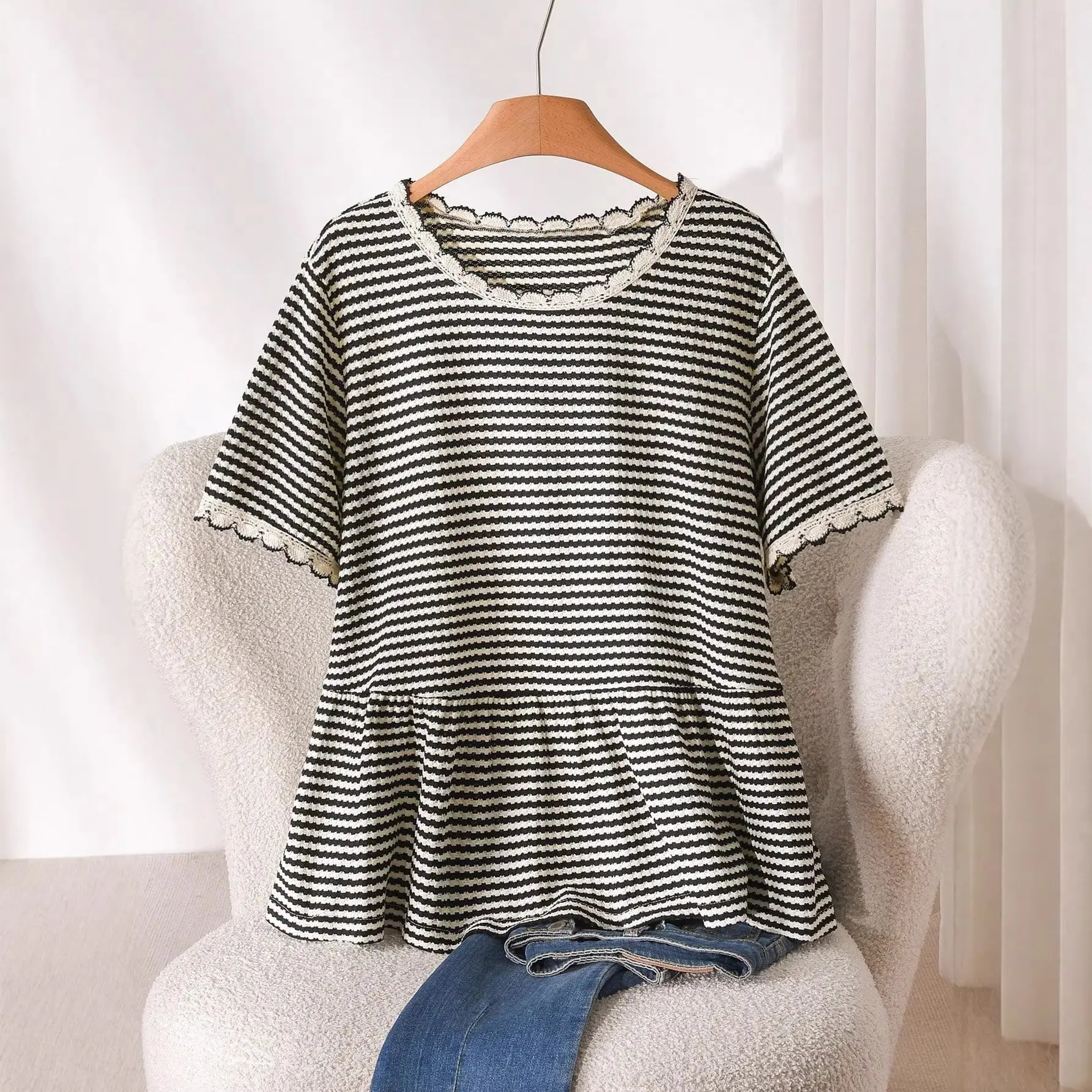 Plus-size Casual Womens Round-neck Top
