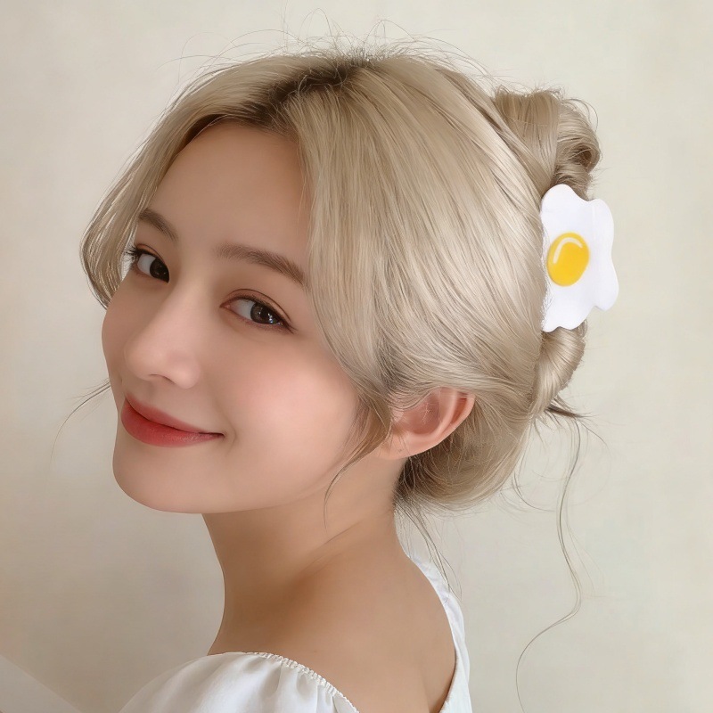 Creative Fried Egg Hair Acrylic Sunny-side-up Egg Shark Cute Ponytail Cartoon Style