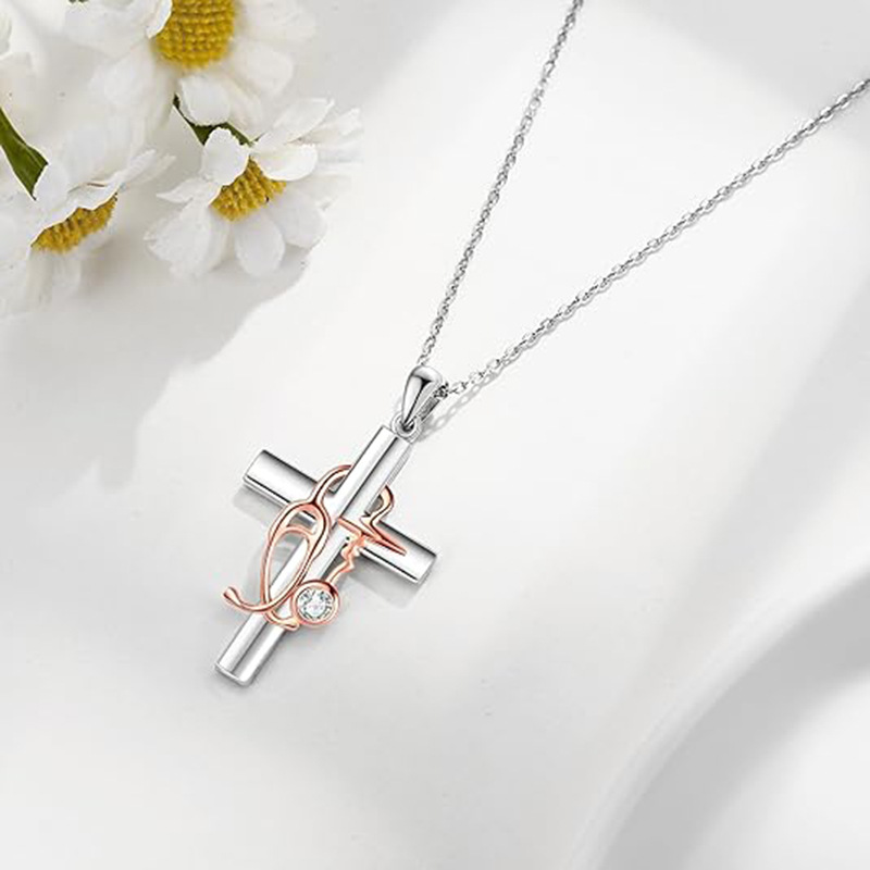 Personalized Necklace 925 Sterling Silver Cross Unisex