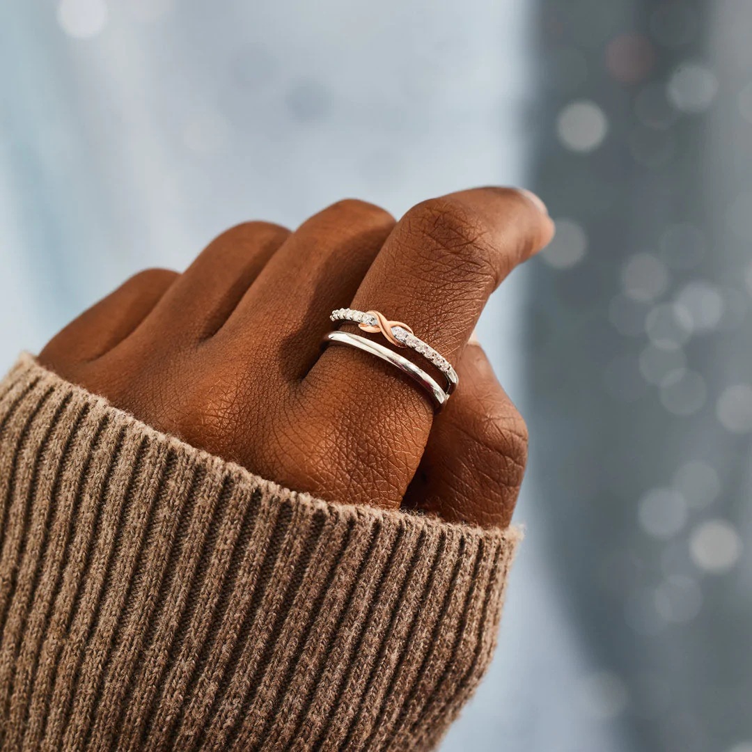 S925 Sterling Silver Double-layer Dense Nail Infinite Ring