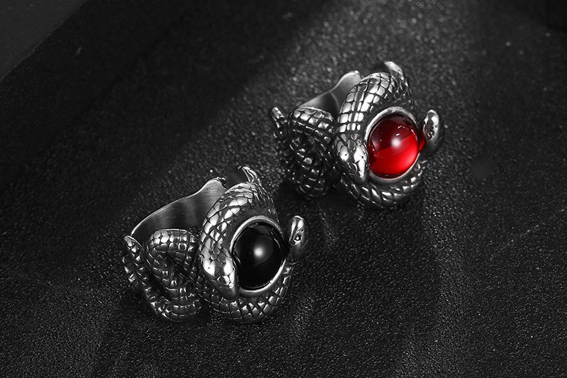 Title 10, Anillo Vintage Doble Serpiente para Hombre, est...